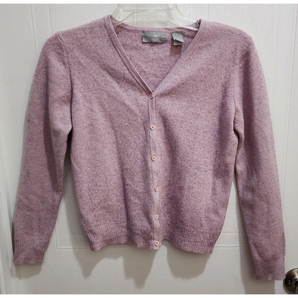 Old Navy Women's L/S V‎ Neck Button Up Cardigan Sweater Wool Blend Purple Size S